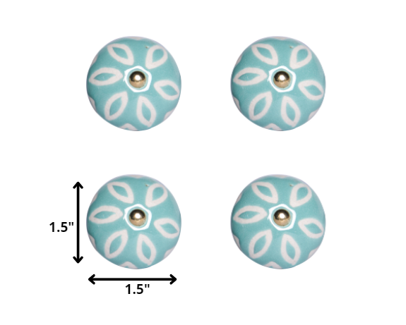 1.5" X 1.5" X 1.5" Turquoise White And Gold Knobs 12 Pack