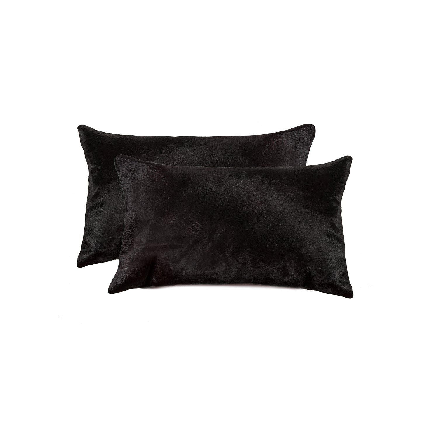 12" X 20" X 5" Black Cowhide Pillow 2 Pack