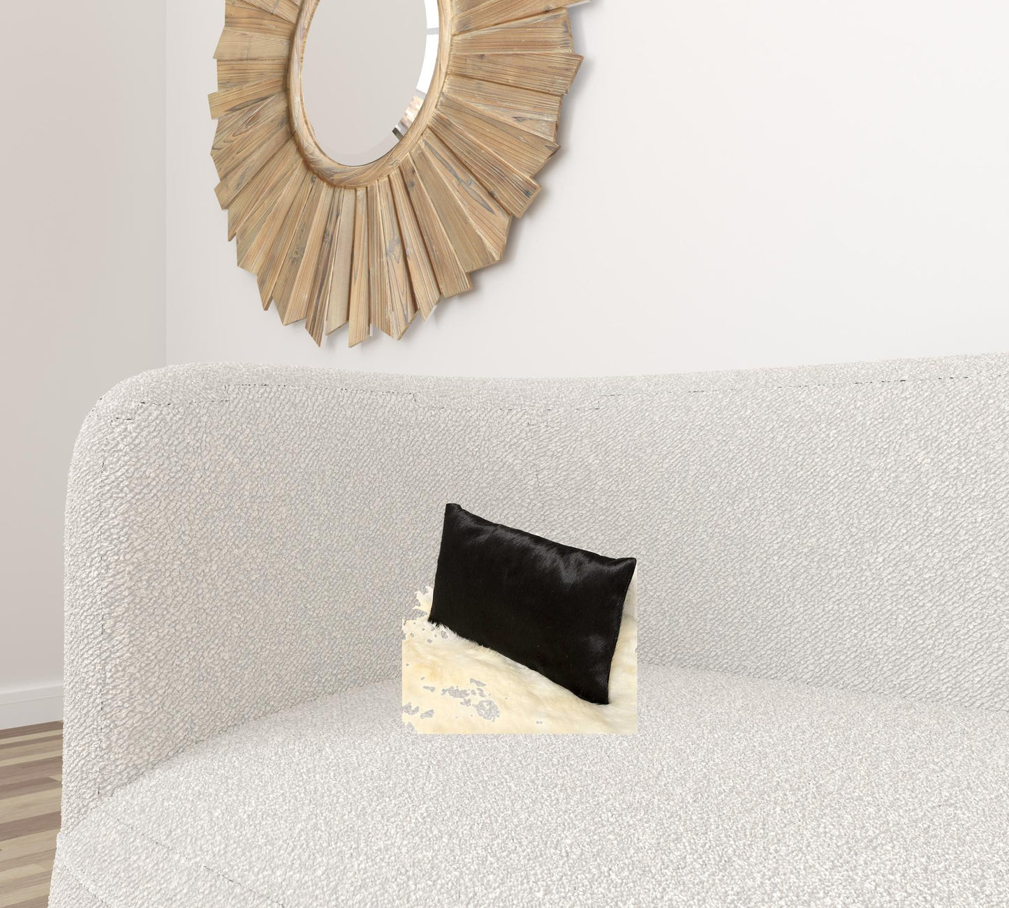 12" X 20" X 5" Black Cowhide Pillow 2 Pack