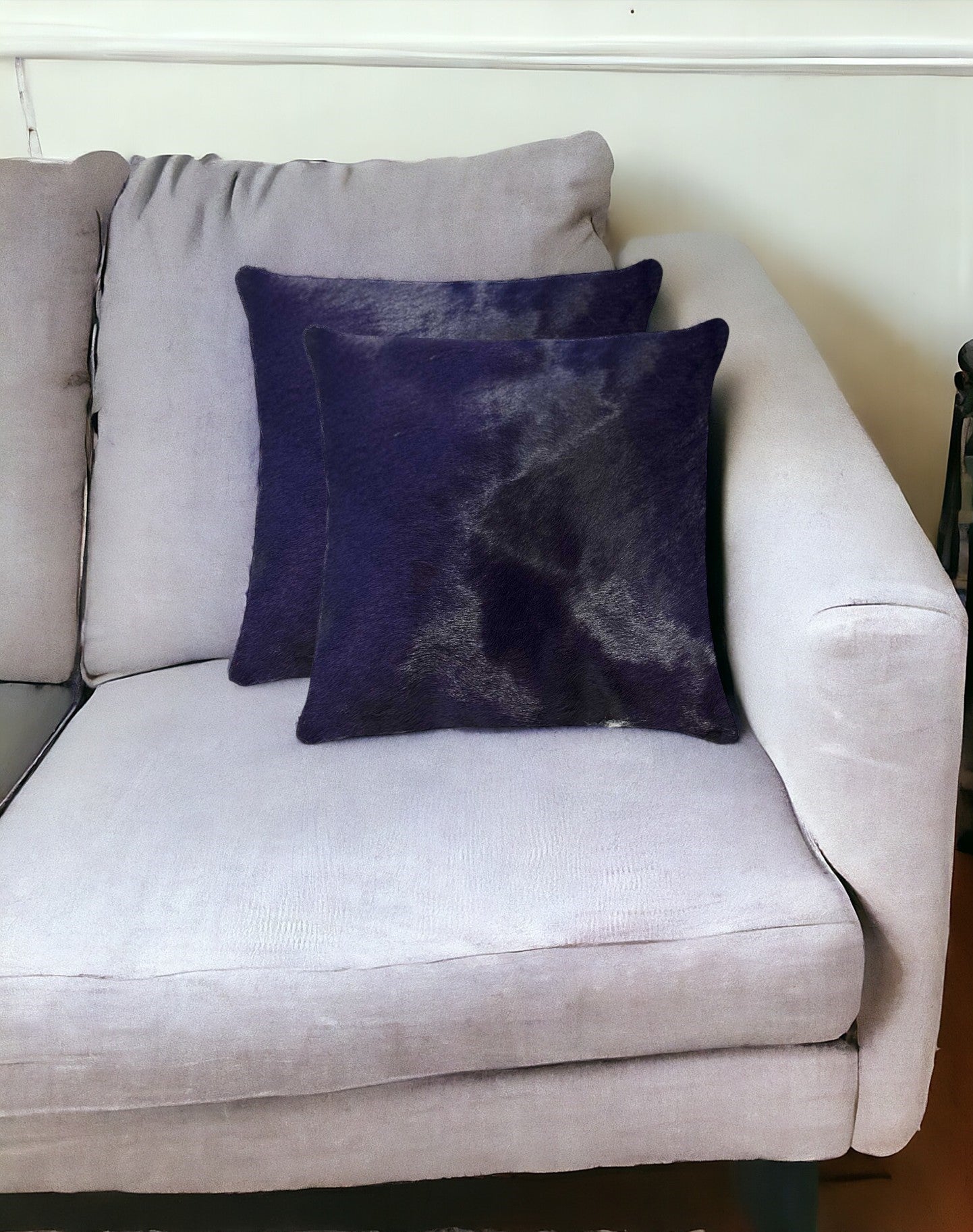 18" X 18" X 5" Navy Cowhide Pillow 2 Pack