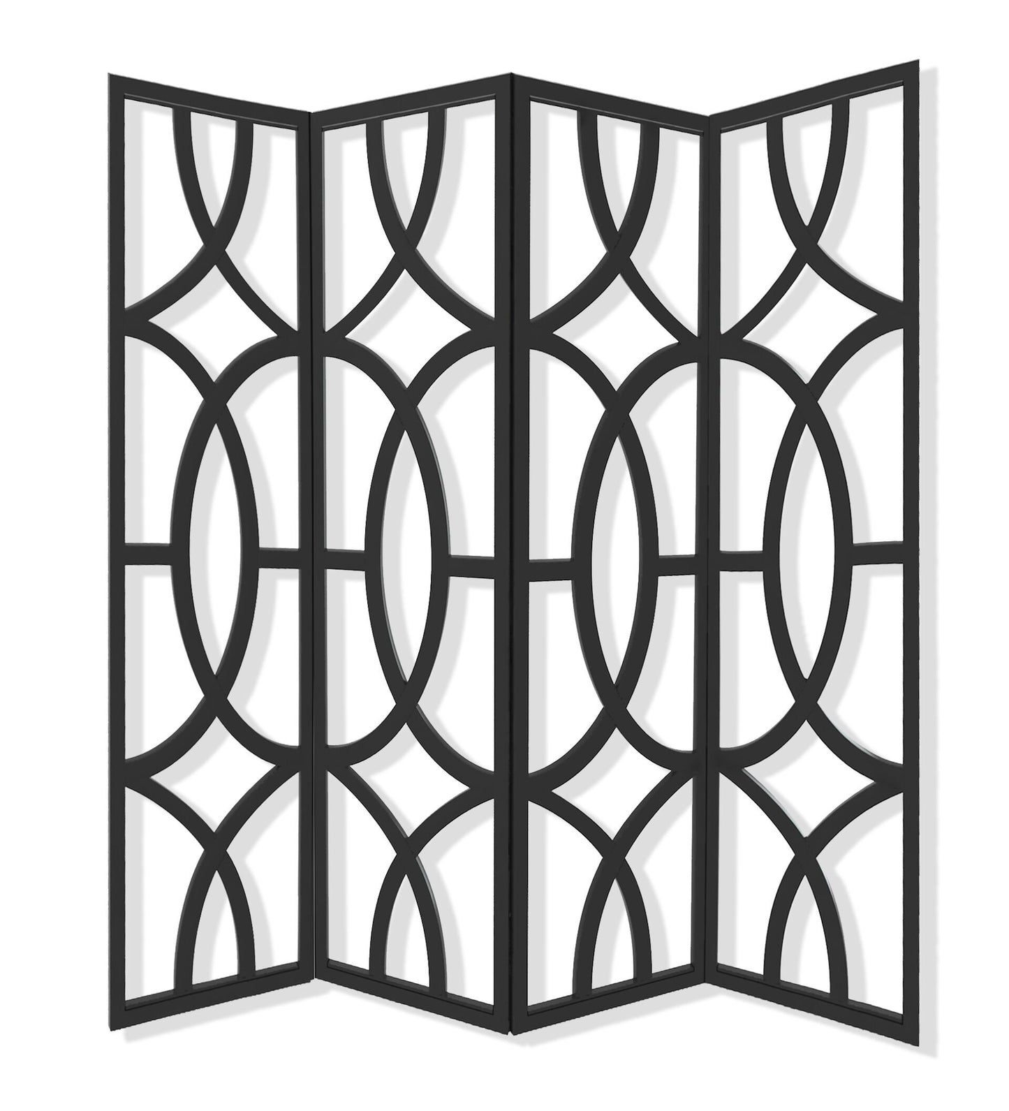 84 X 2 X 84 Black Wood 4 Panel Screen