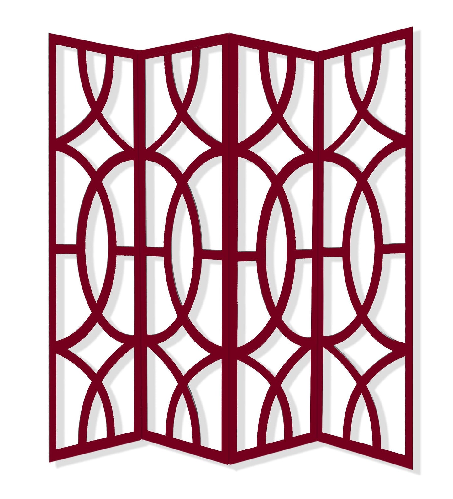 84 X 2 X 84 Red Wood 4 Panel Screen