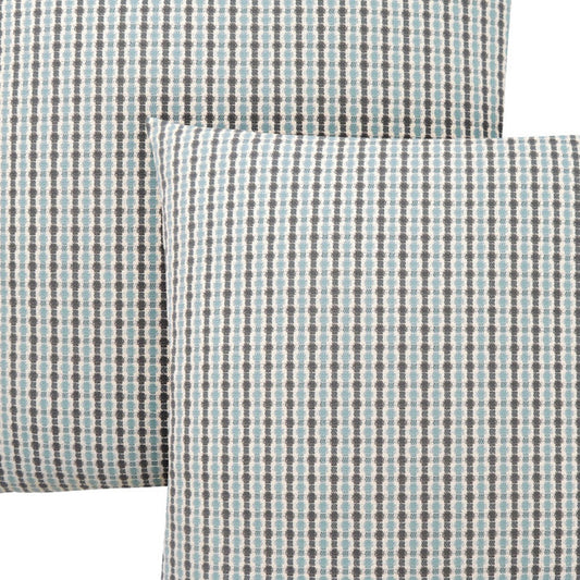 Set Of Two 18" X 18" Blue and Gray Polyester Striped Zippered Pillow