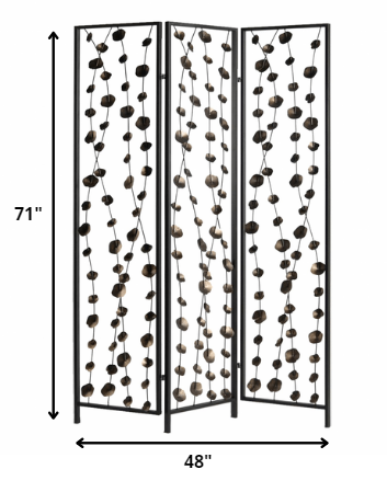 48 X 1 X 71 Gray And Bronze Metal Falling Blooms Screen