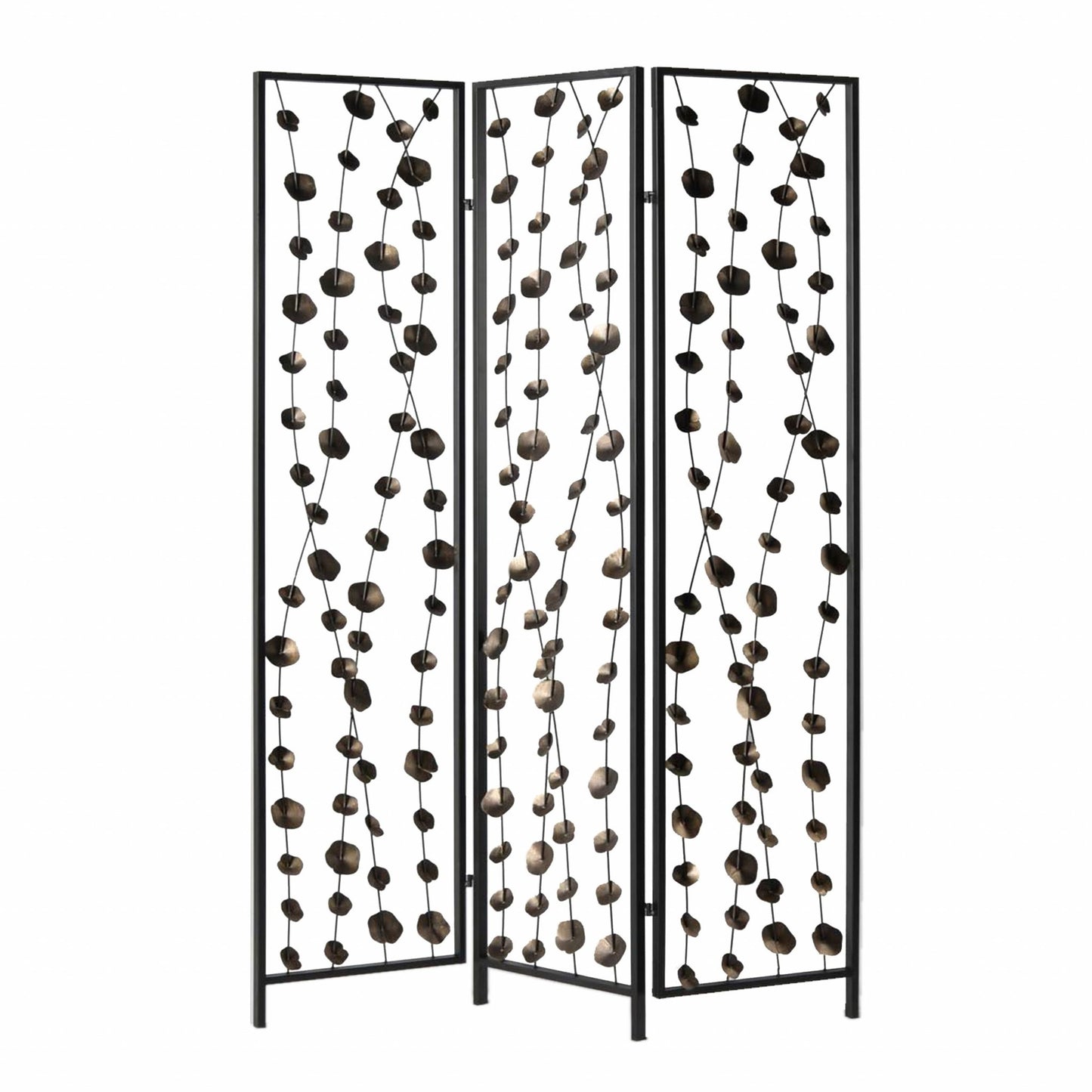 48 X 1 X 71 Gray And Bronze Metal Falling Blooms Screen