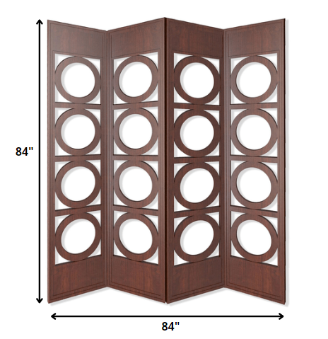 84" X 2" X 84" Brown 4 Panel Wood Screen