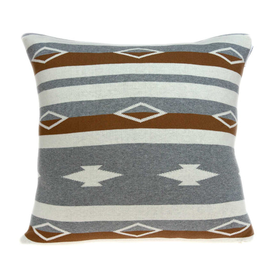 20" X 20" Tan Southwestern Cotton Zippered Pillow