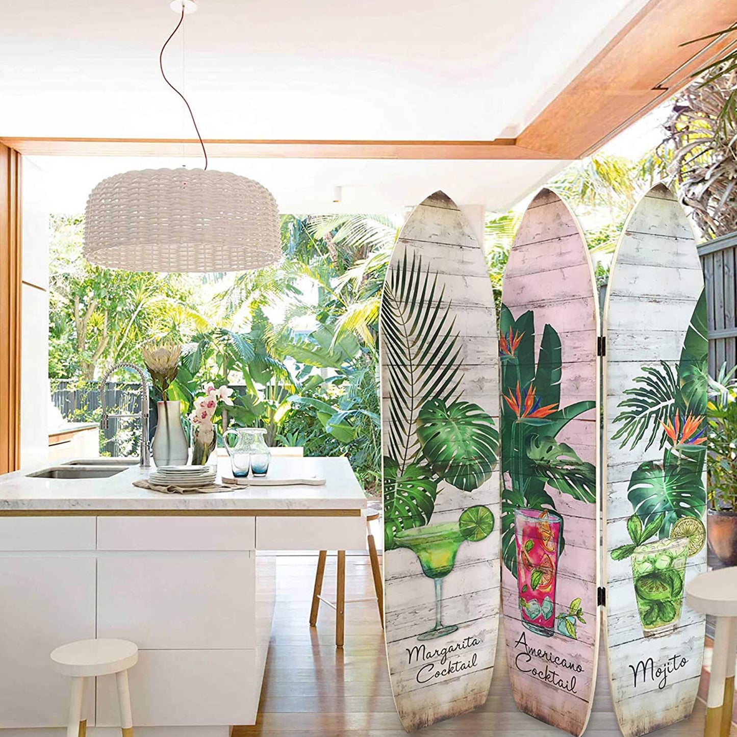47 X 1 X 71 Multicolor Wood Surfboard Screen