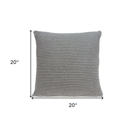20" X 7" X 20" Elegant Transitional Gray Pillow Cover With Poly Insert