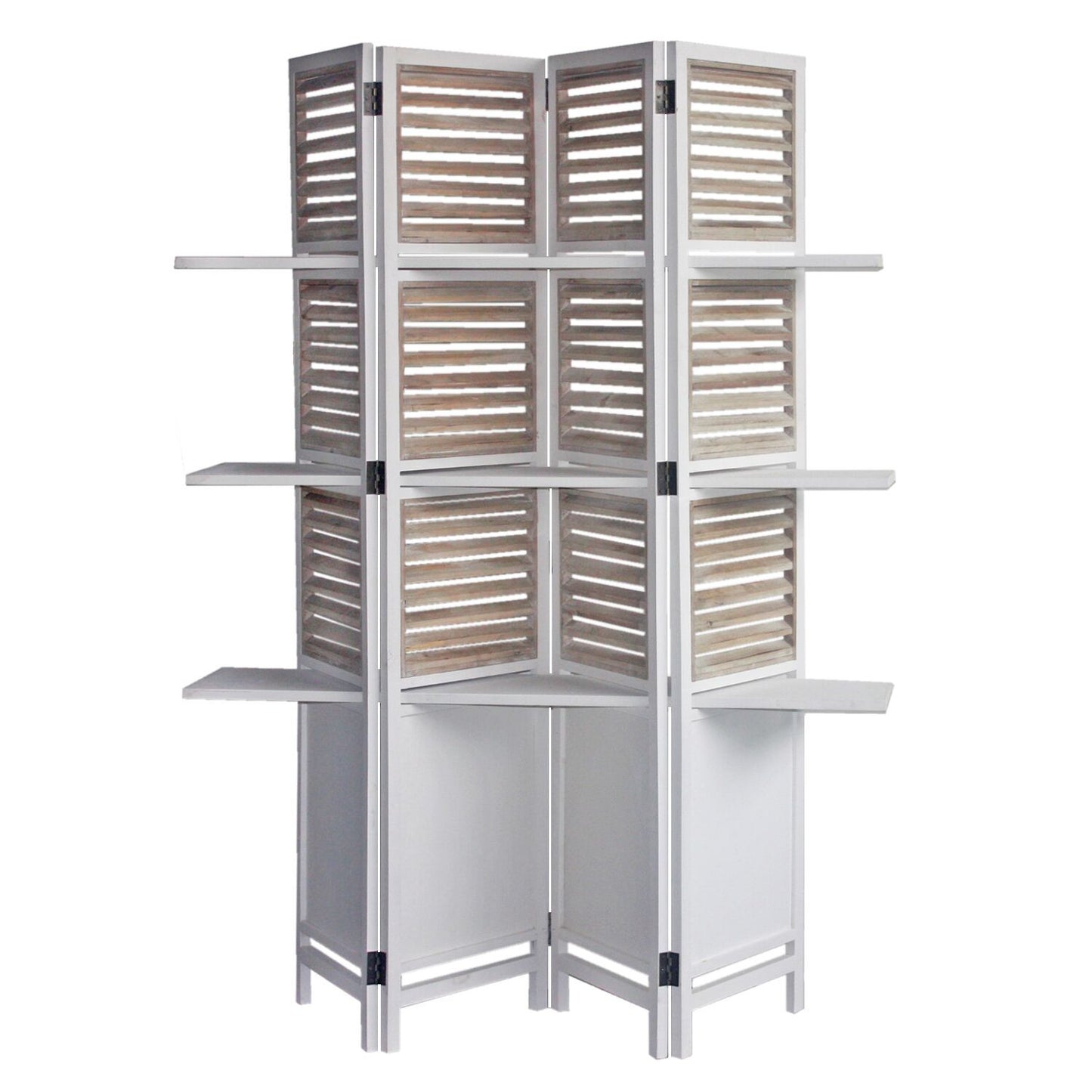 63 X 10 X 71 Traditional White Wood Shutter Screen