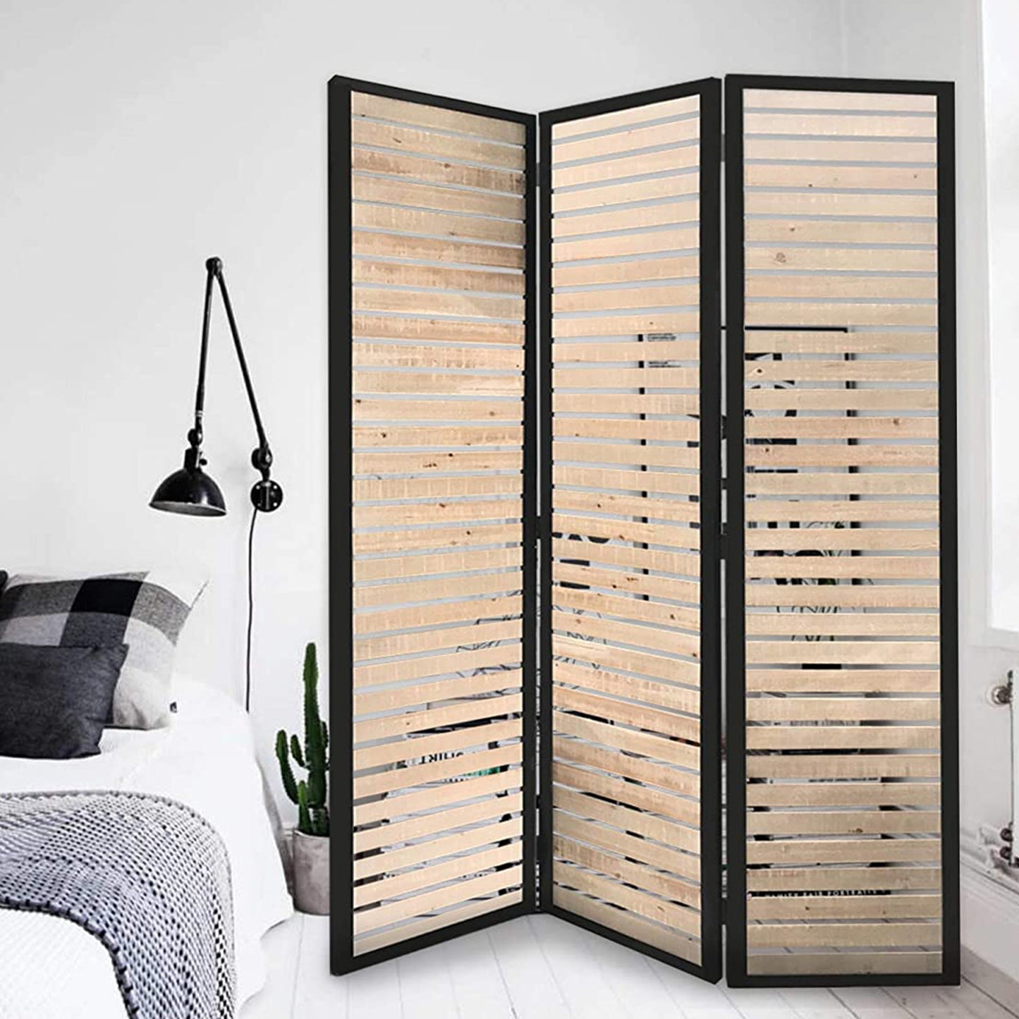 41 X 1.5 X 67 Natural Brown Wood And Metal Screen
