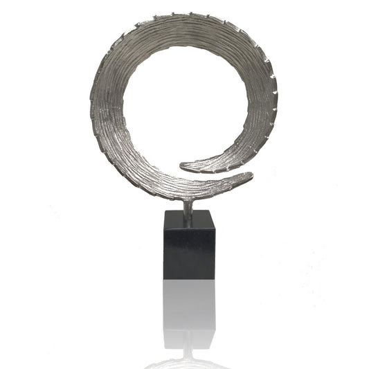 17" Black and Silver Metal Modern Abstract Tabletop Sculpture