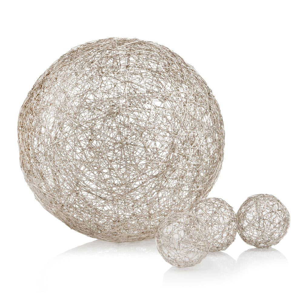3" X 3" X 3" Shiny Nickel Silver Wire Spheres Box Of 3