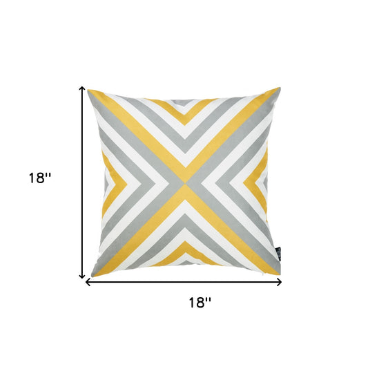Yellow And Gray Geometric Decorative Throw Pillow Cover