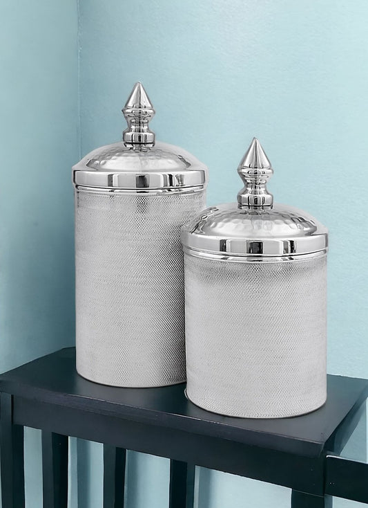 Silver Set Of 2 Canisters