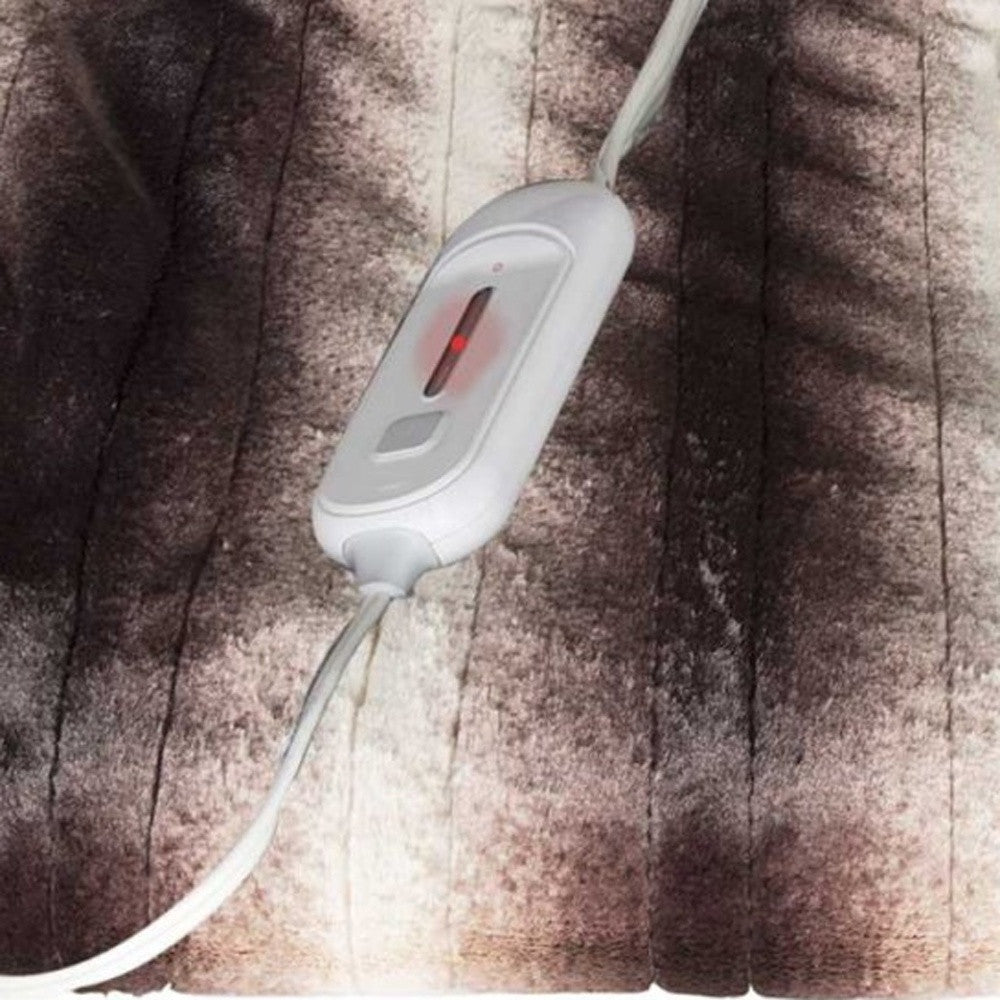 50" X 60" Brown And White Modern Contemporary Heated Throw Blankets
