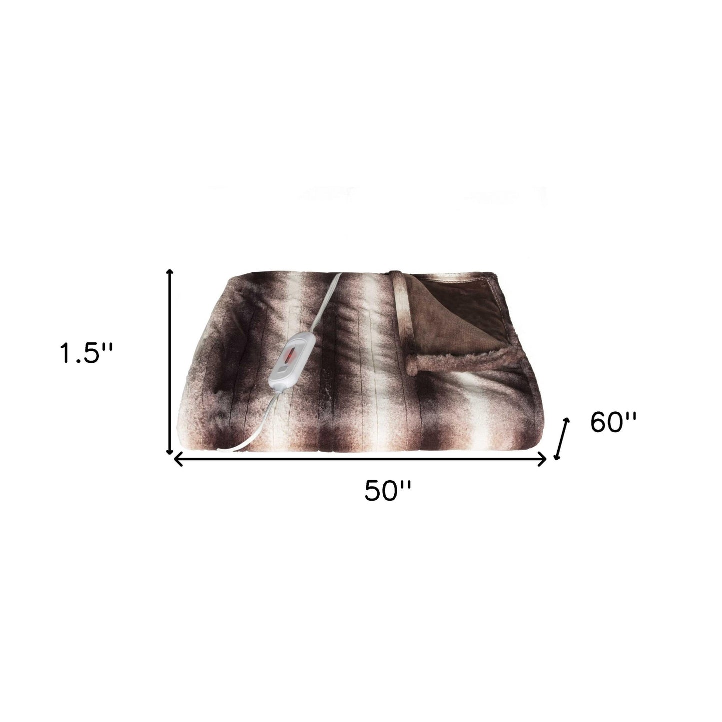 50" X 60" Brown And White Modern Contemporary Heated Throw Blankets