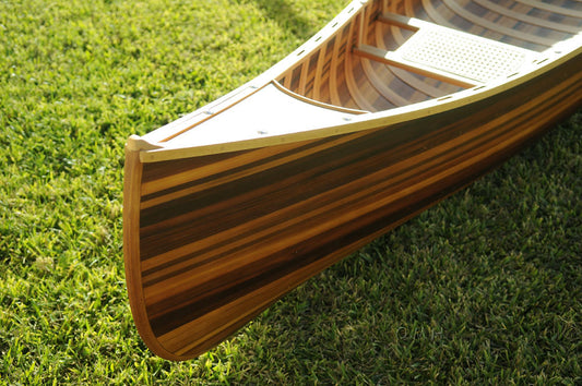 26.25" X 118.5" X 16" Matte Finish Wooden Canoe With Ribs Curved Bow