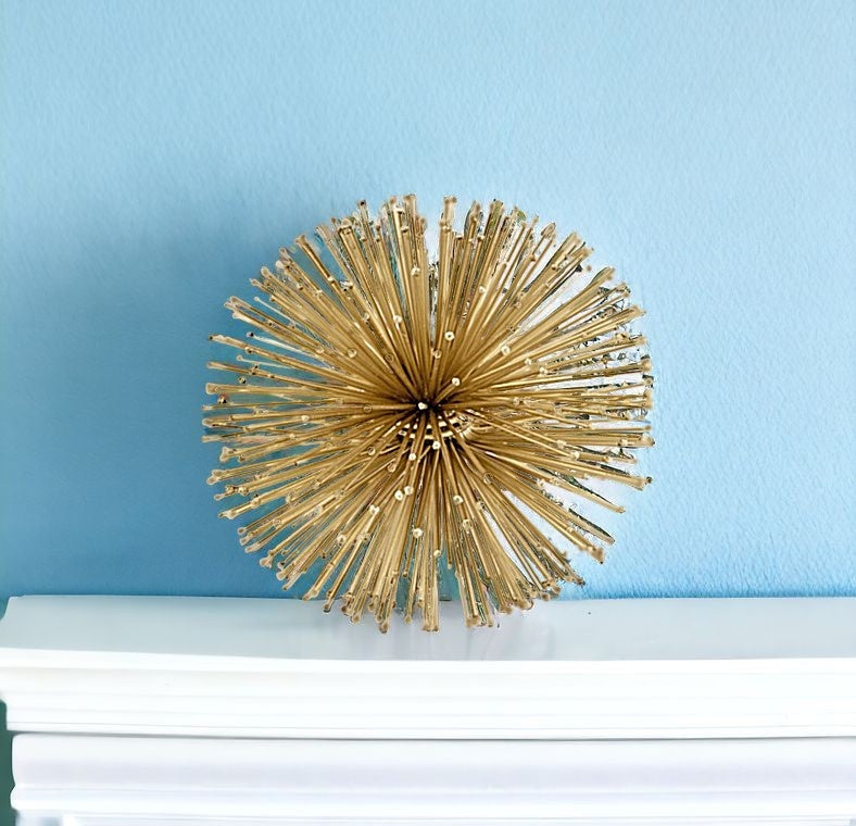 6" X 6" X 6" Gold Iron Urchin Small Sphere