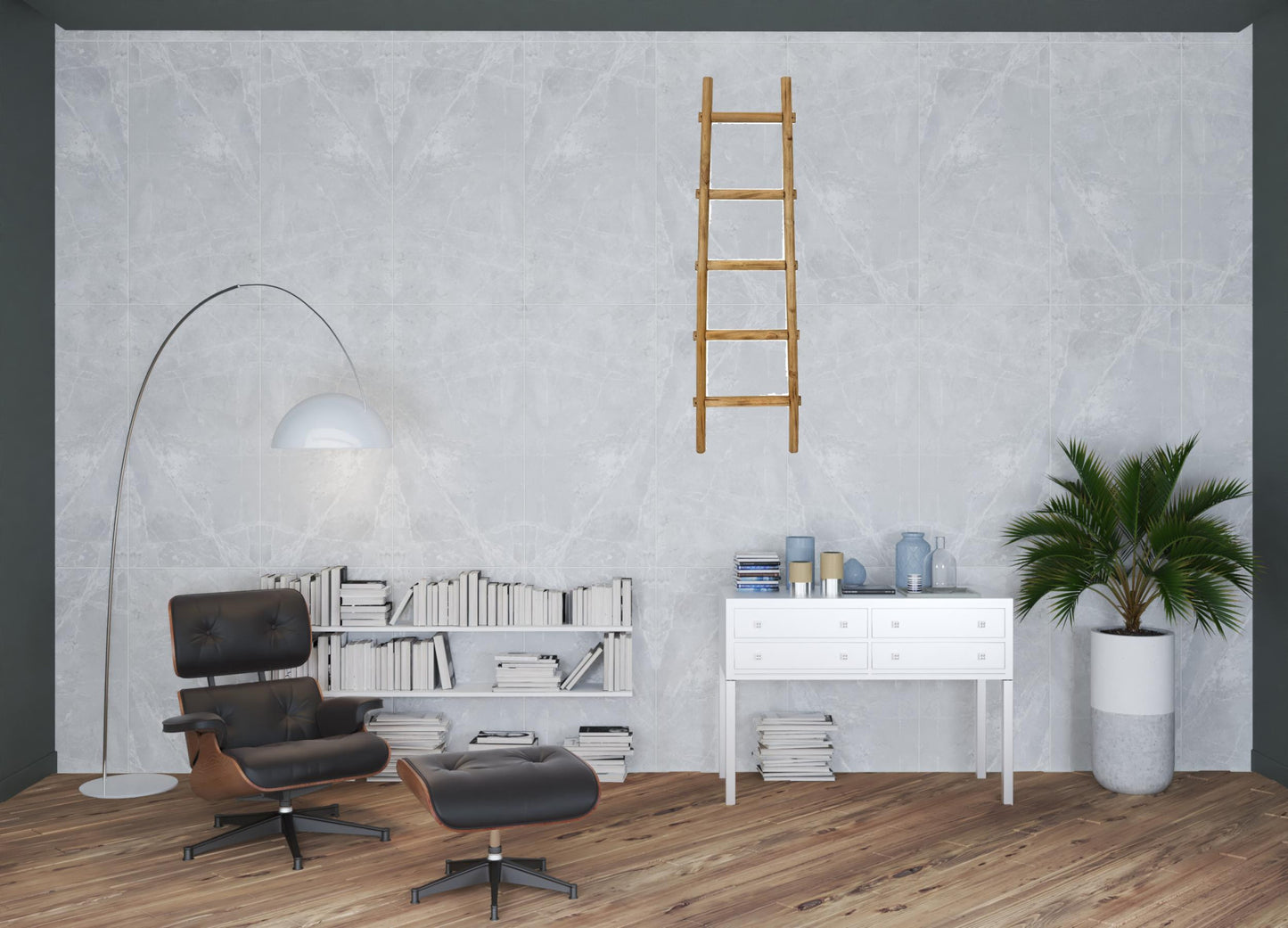 59" X 18" X 2" Brown Decorative Ladder Shelve