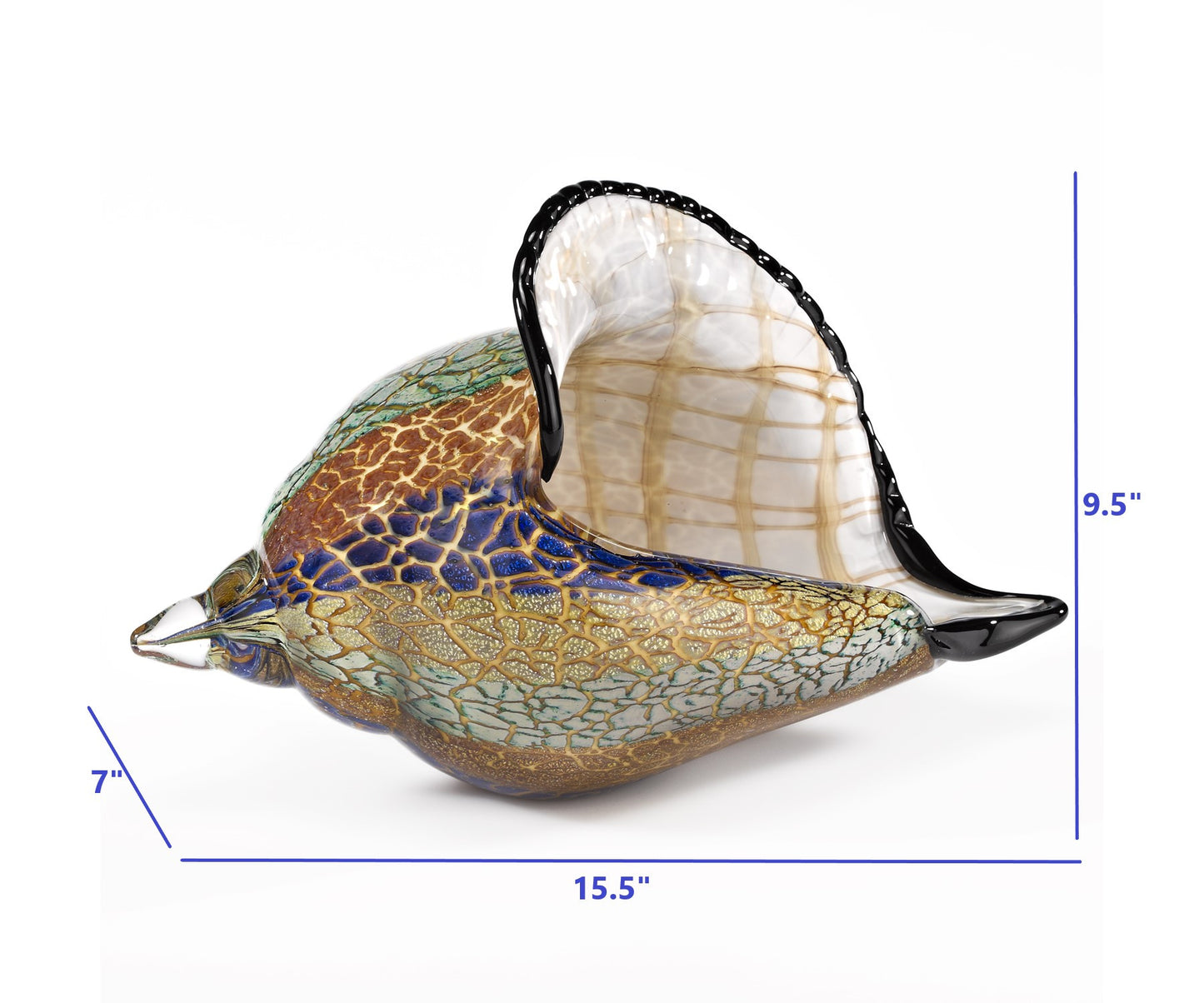 9 Multicolor Large Conch Shell Art Glass