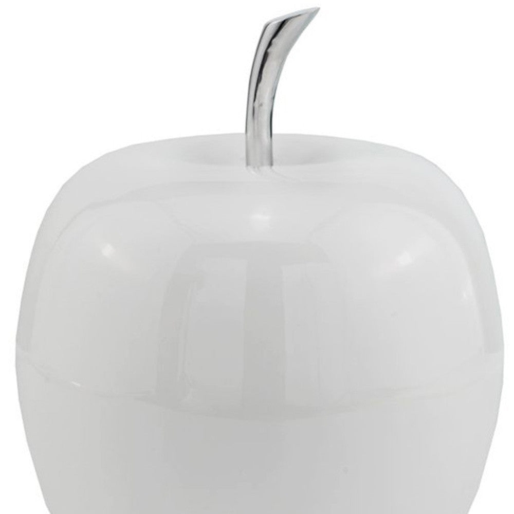 White Medium Apple Shaped Aluminum Accent Home Decor