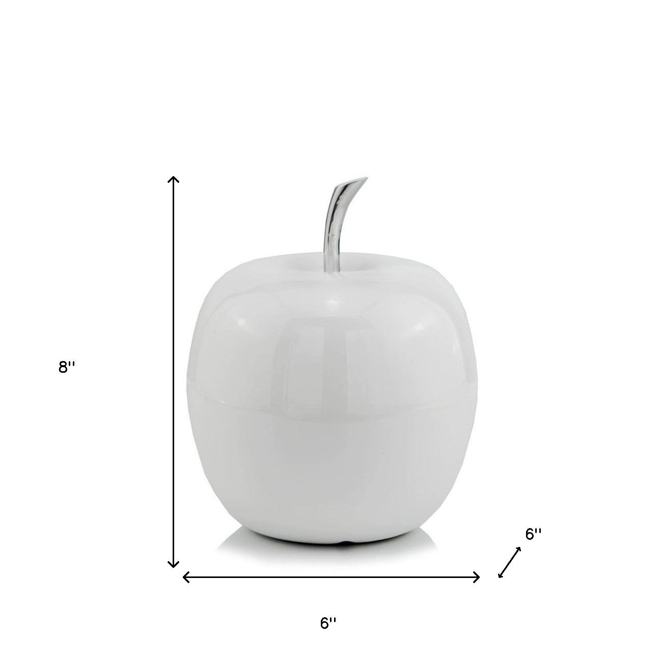 White Medium Apple Shaped Aluminum Accent Home Decor