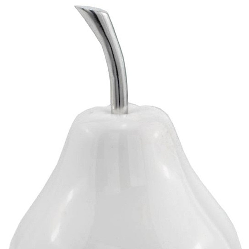 White Medium Pear Shaped Aluminum Accent Home Decor