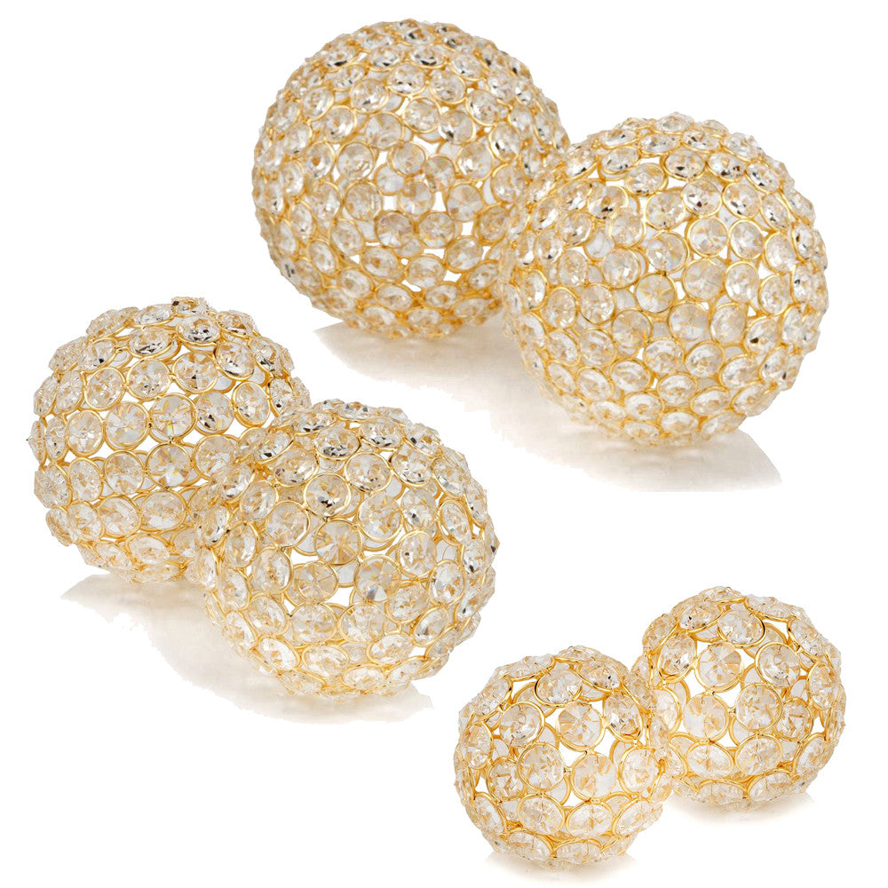 Set Of 2 4" Polished Spheres In Brilliant Shiny Luster Finished And Golden Frame