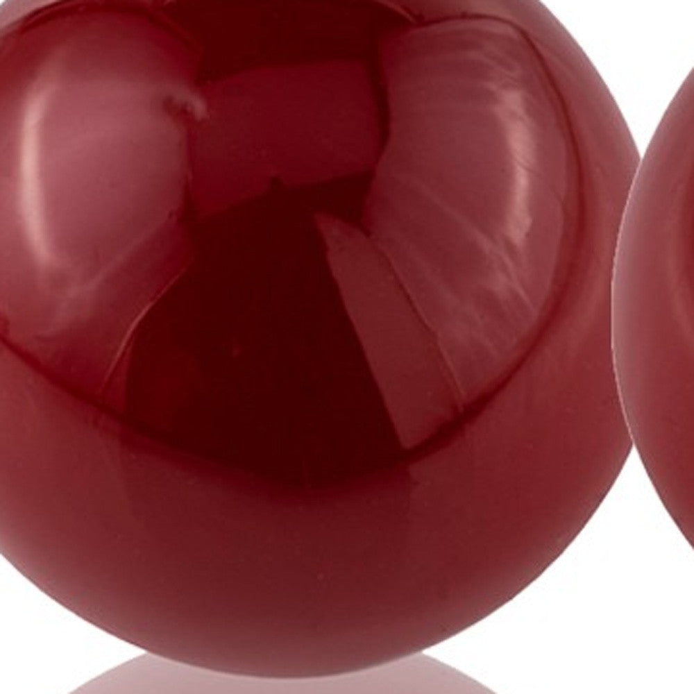 Set Of 2 Red Poppy Enameled Aluminum Spheres
