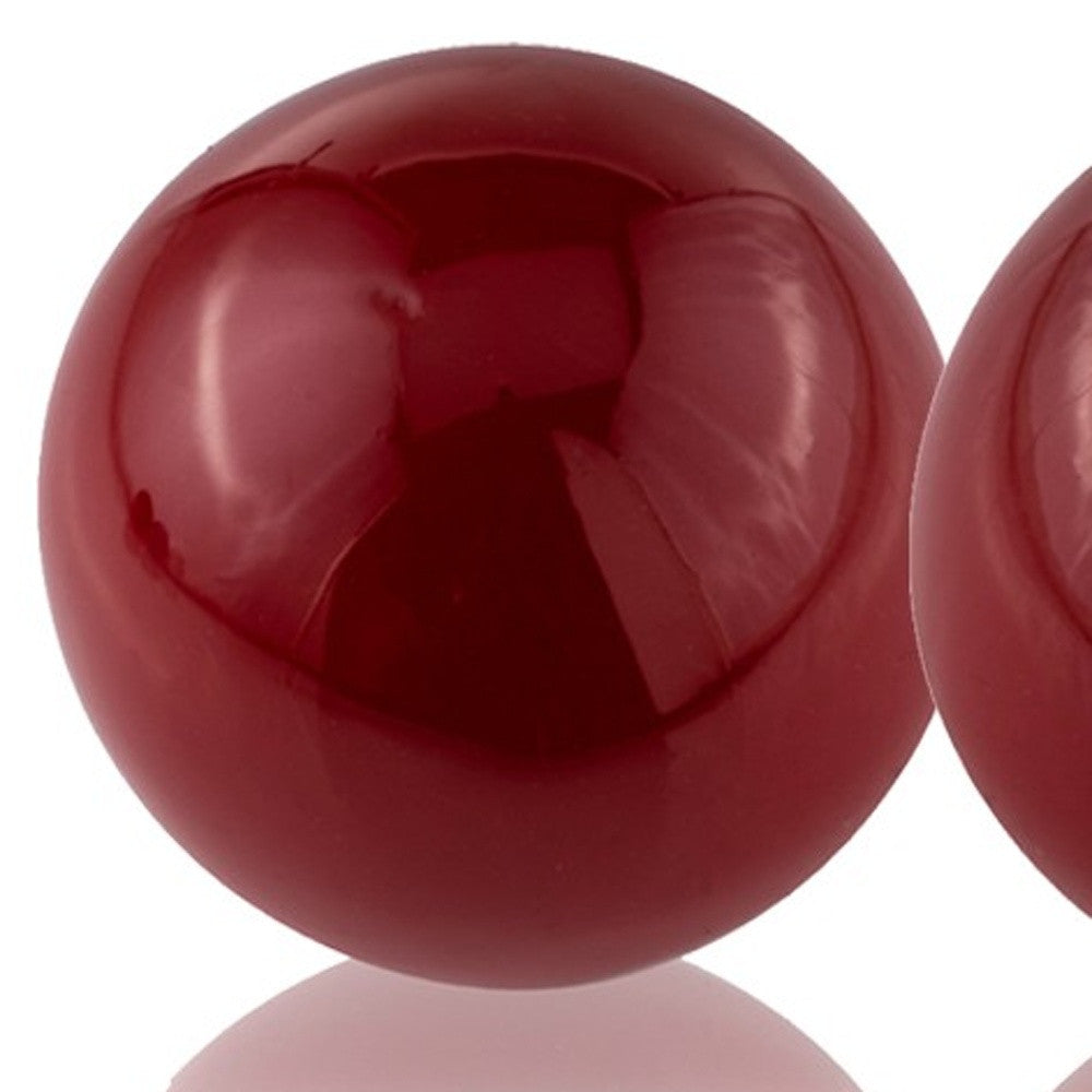 Set Of 2 Red Poppy Enameled Aluminum Spheres
