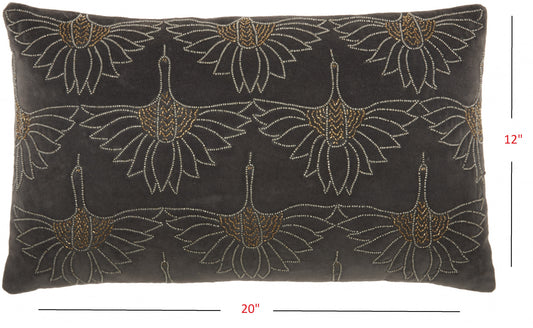 Brilliant Dark Grey Lumbar Pillow