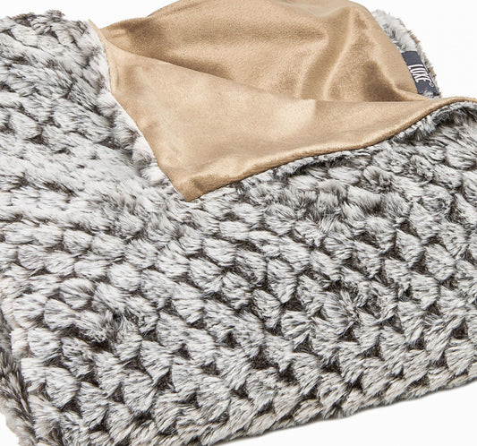 Brown Faux Fur Ombre Plush Throw