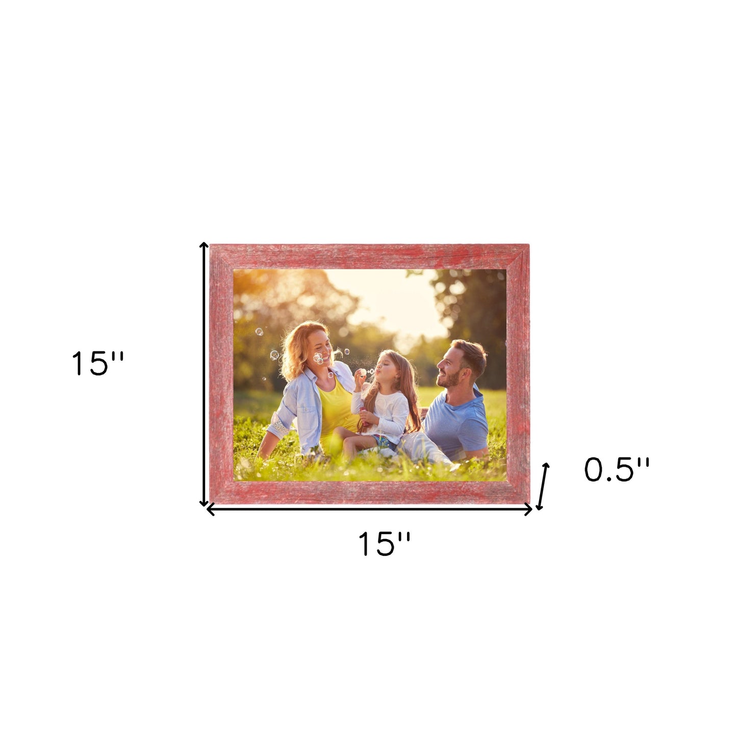 12” X 12” Rustic Farmhouse Red Wood Frame