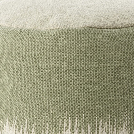 20" Sage Green Abstract Round Pouf Ottoman