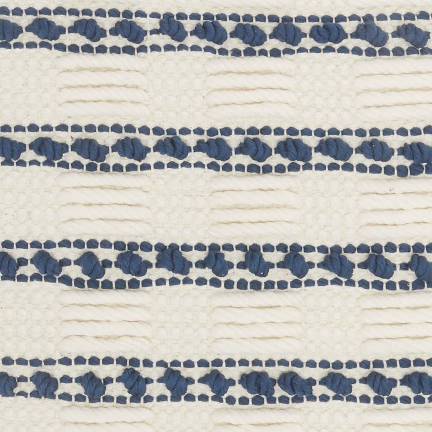 Navy Blue And Ivory Textured Stripes Throw Pillow