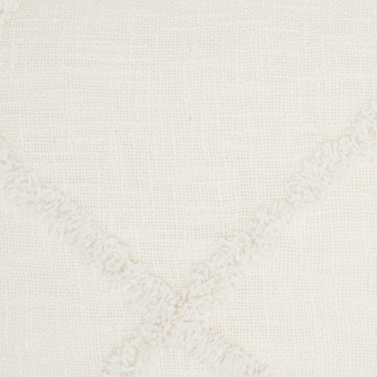 White Abstract Shaggy Detail Lumbar Pillow