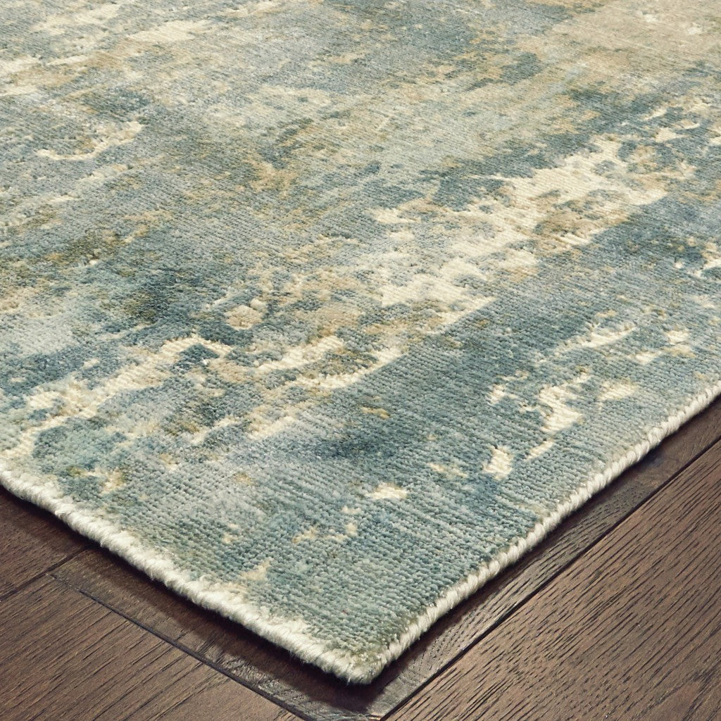 10’ X 14’ Blue And Gray Abstract Splash Indoor Area Rug