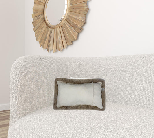 Set Of Two Taupe Natural Sheepskin Lumbar Pillows