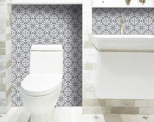 4" X 4" Gray And White Spire Peel And Stick Removable Tiles