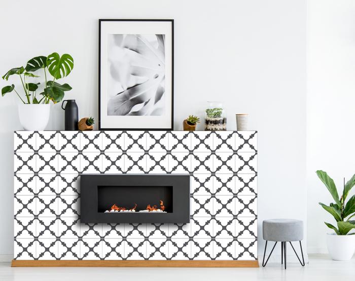 5" X 5" Dark Gray And White Tri Peel And Stick Tiles
