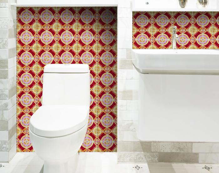 7" X 7" Golden Ruby Removable Peel And Stick Tiles