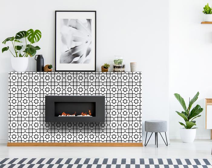 8" X 8" White And Black Sun Peel And Stick Removable Tiles
