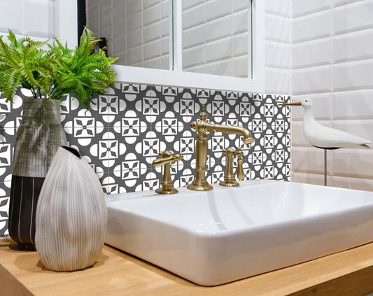 6" X 6" Dark Gray And White Coli Peel And Stick Tiles