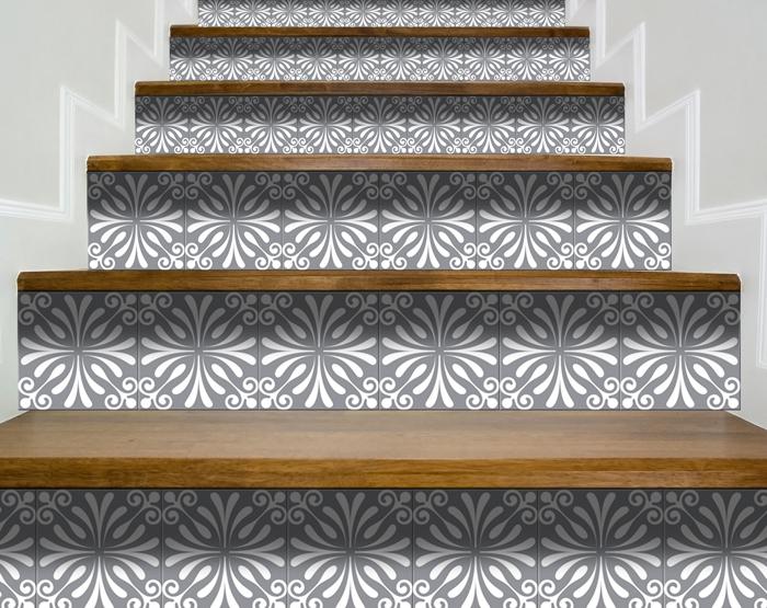 7" X 7" Gray And White Spire Peel And Stick Removable Tiles