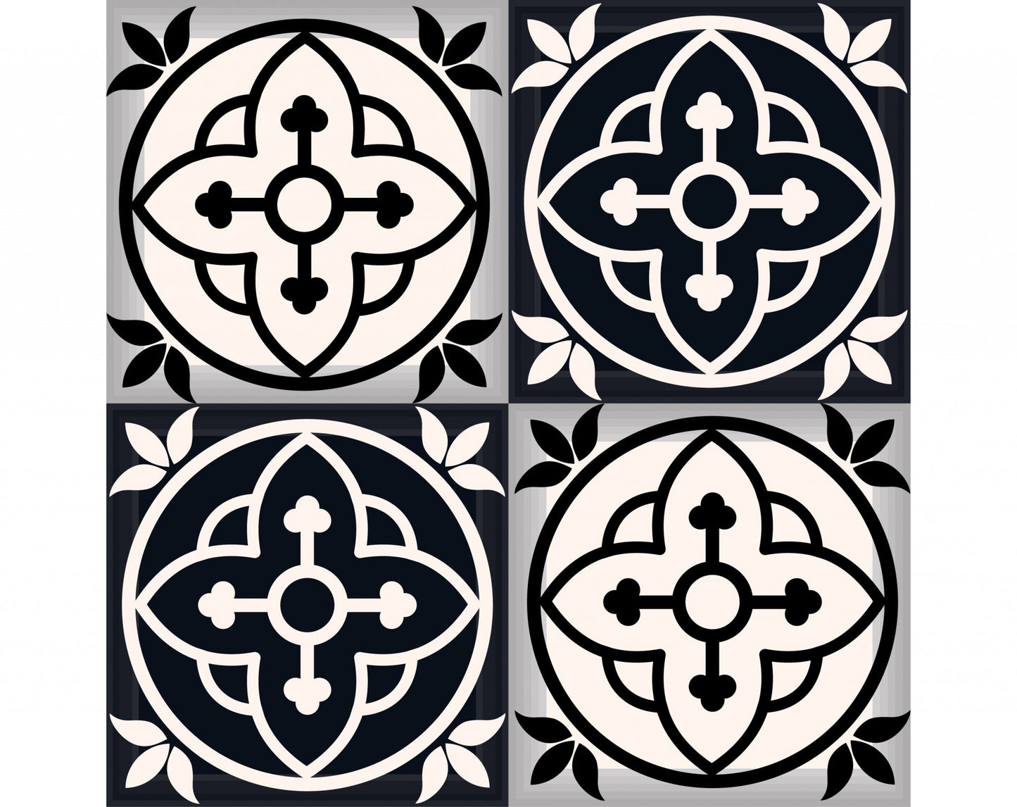 8" X 8" Black And White Rory Peel And Stick Removable Tiles