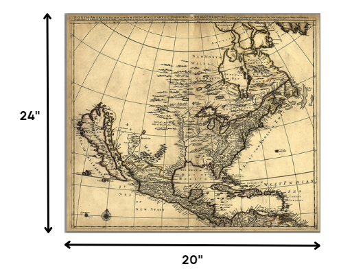 20" X 24" Map Of North America C1685 Vintage Poster Wall Art