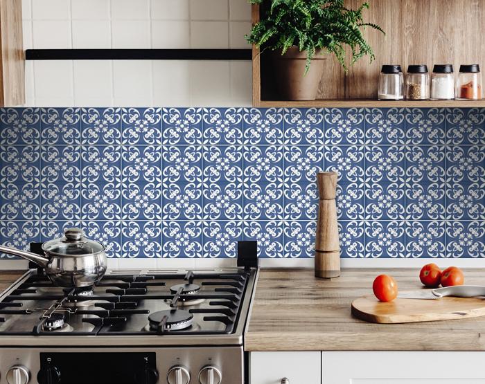 8" X 8" Wedgwood Blue And White Peel And Stick Removable Tiles