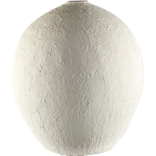 23" Wide White Textured Ceramic Vase