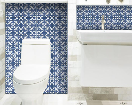 5" X 5" Wedgwood Blue And White Peel And Stick Removable Tiles